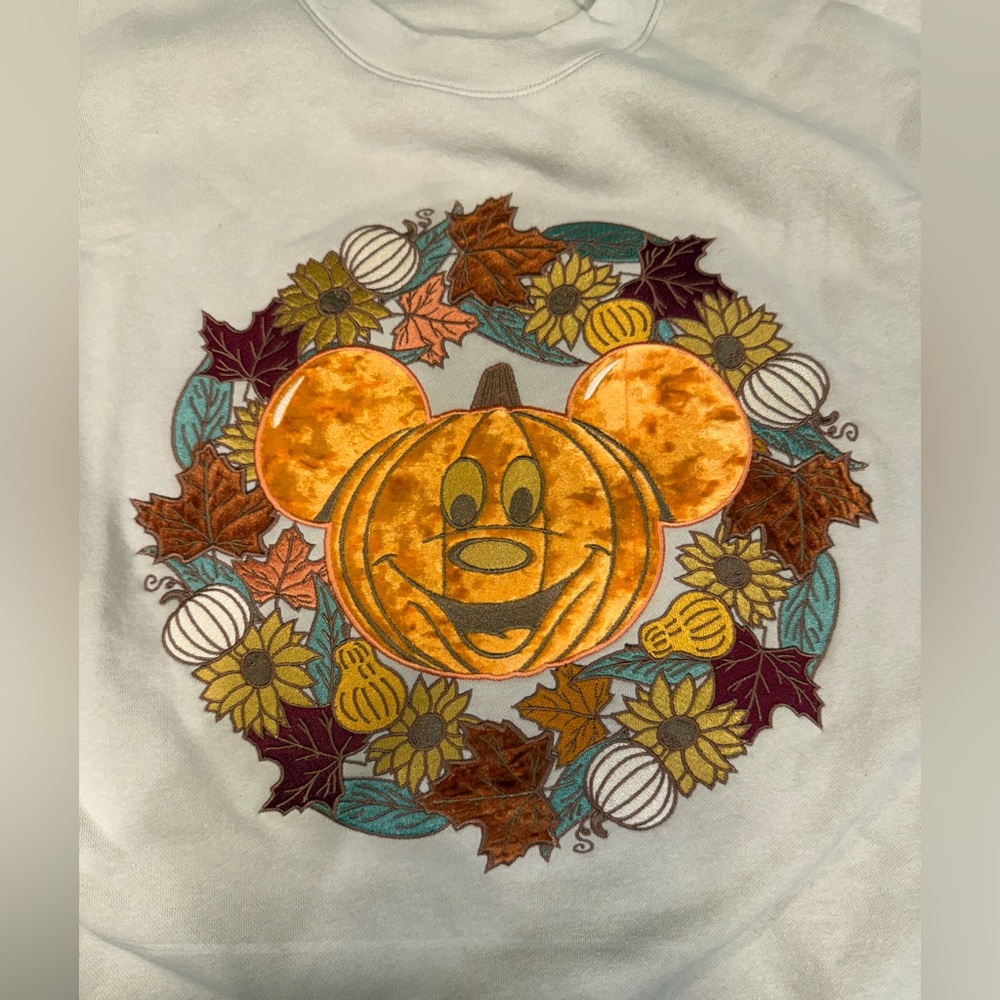 Fall Pumpkin Mickey Wreath Embroidered crewneck - Picture 2 of 8